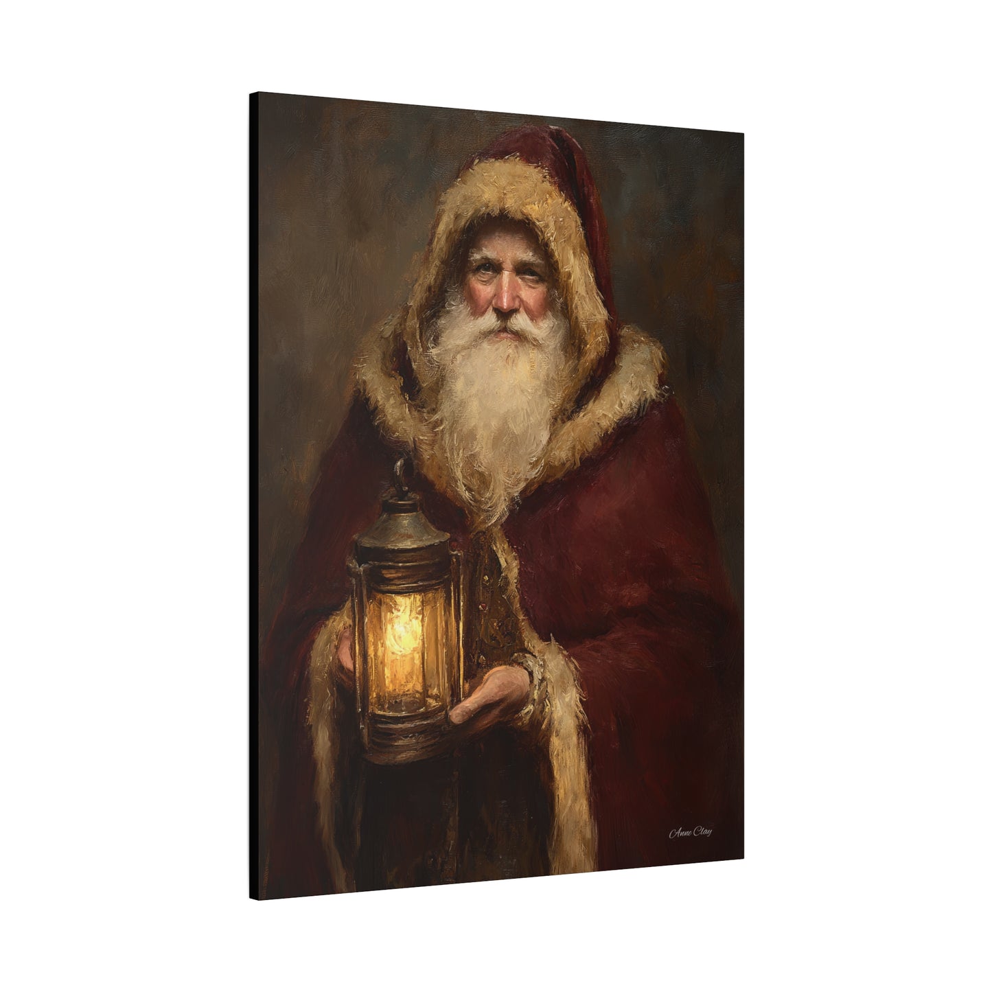 Firelight Santa Matte Canvas, Stretched, 1.25"