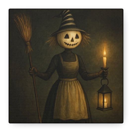 Halloween Scarecrow Canvas Art, Vintage Fall Decor, Spooky Home Decoration, Autumn Wall Art, Perfect for Halloween