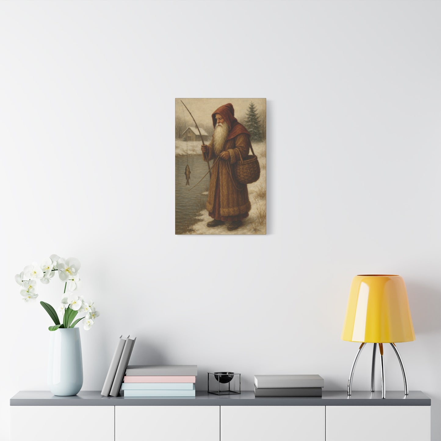 Snowy Fisherman Canvas Print