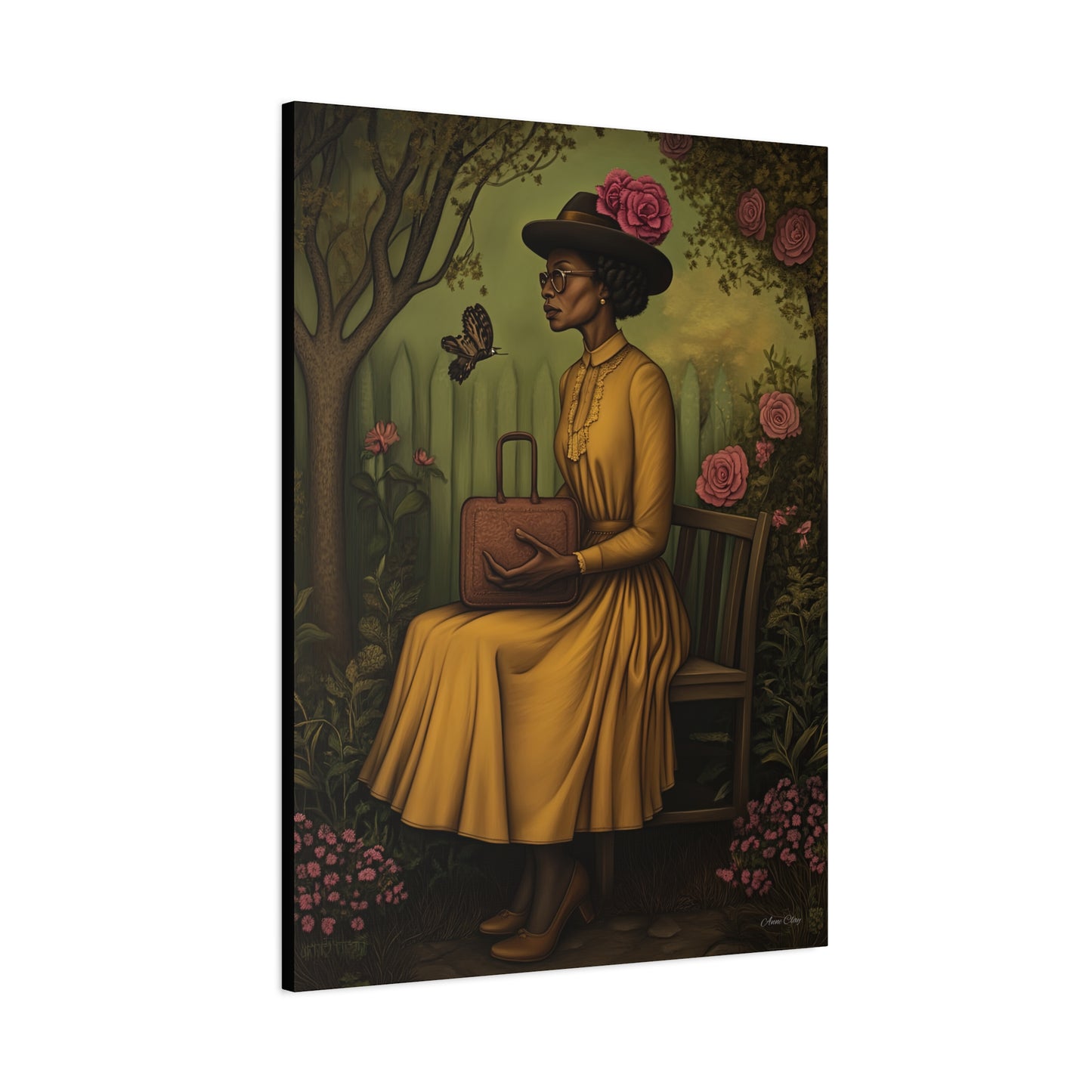 Elegant Canvas Wall Art, Vintage Woman Decor, Home Decoration, Gift for Mother’s Day, Floral Canvas Print, Art for Living Room