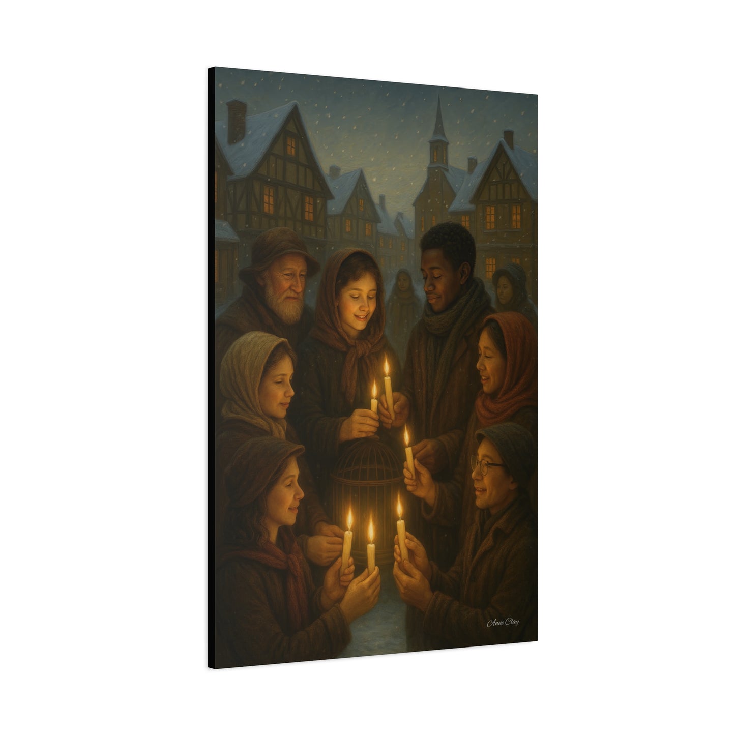 Share the Light Christmas Print Candlelight Gathering Canvas Print