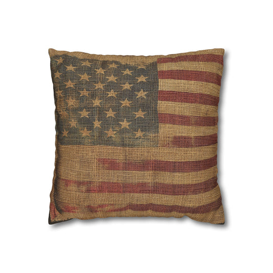 Grungy Flag Square Poly Canvas Pillowcase