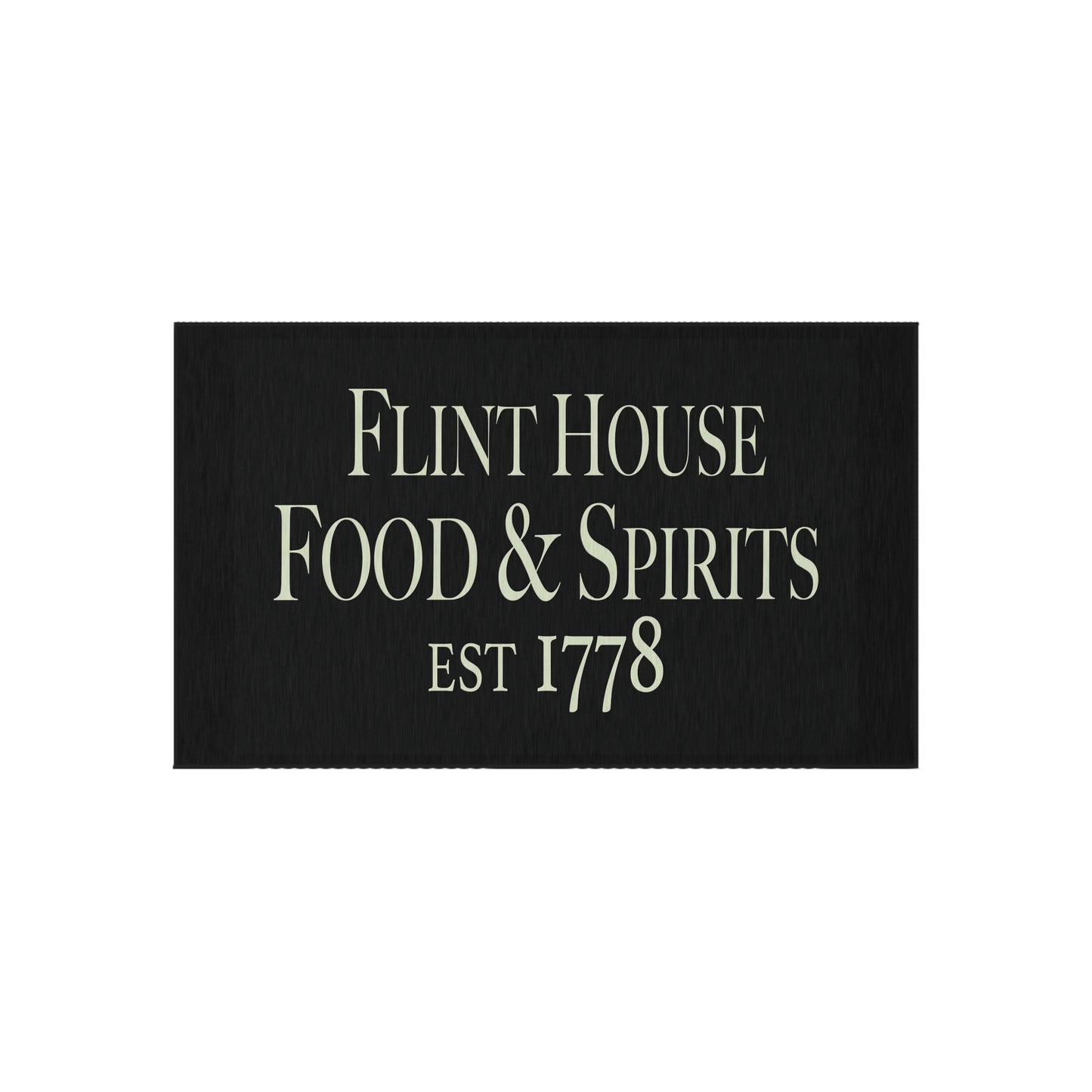 Elegant Outdoor Rug for Patios and Porches - 'Flint House Food & Spirits' Design