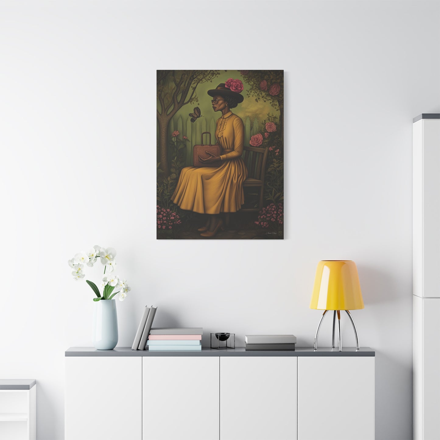 Elegant Canvas Wall Art, Vintage Woman Decor, Home Decoration, Gift for Mother’s Day, Floral Canvas Print, Art for Living Room