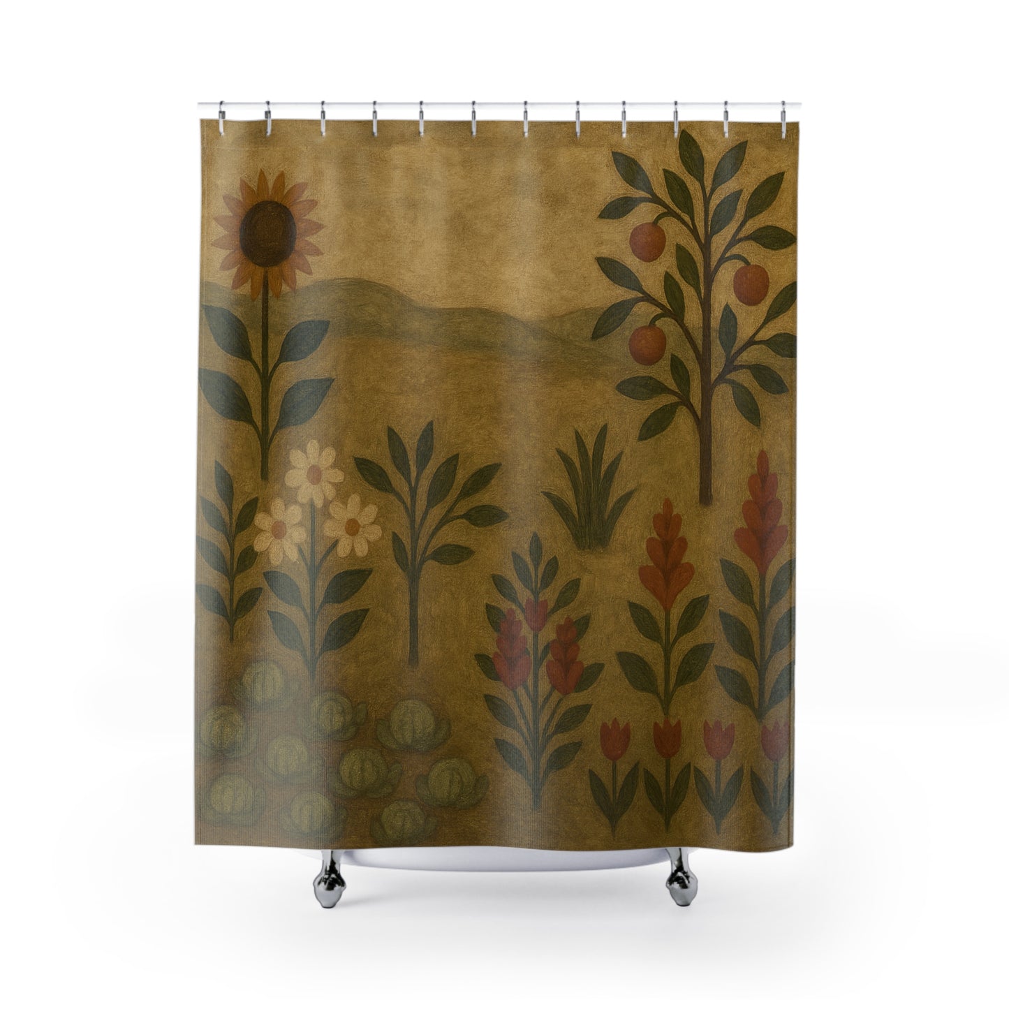 Rustic Floral Shower Curtain, Vintage Home Decor, Bathroom Accessories, Nature Inspired, Farmhouse Style, Gift for Her