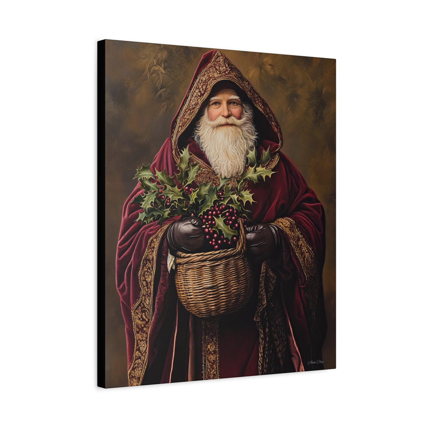 Burgundy Berry Santa Matte Canvas, Stretched, 1.25"