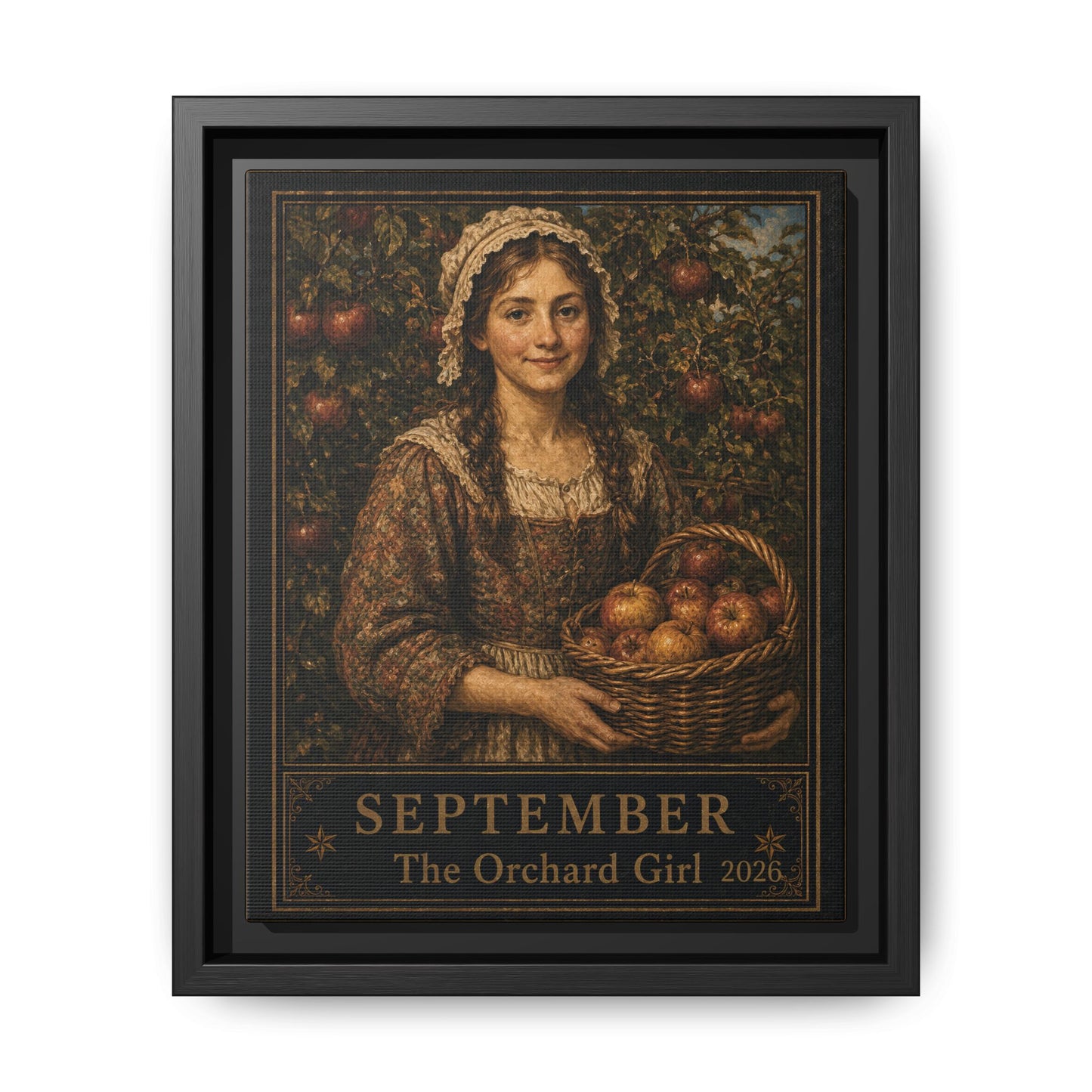September Orchard Girl Matte Canvas Framed Art FLINT HOUSE COLLECTOR'S ITEM