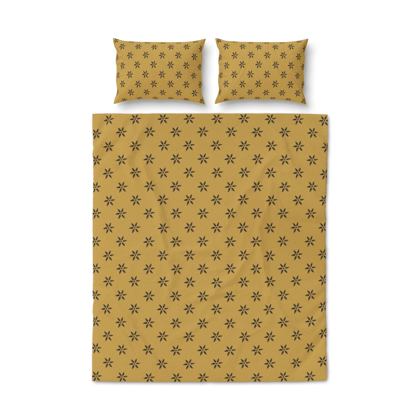 Mustard Floral Quilt Cover Set — 3-Piece Duvet Cover & Pillowcases