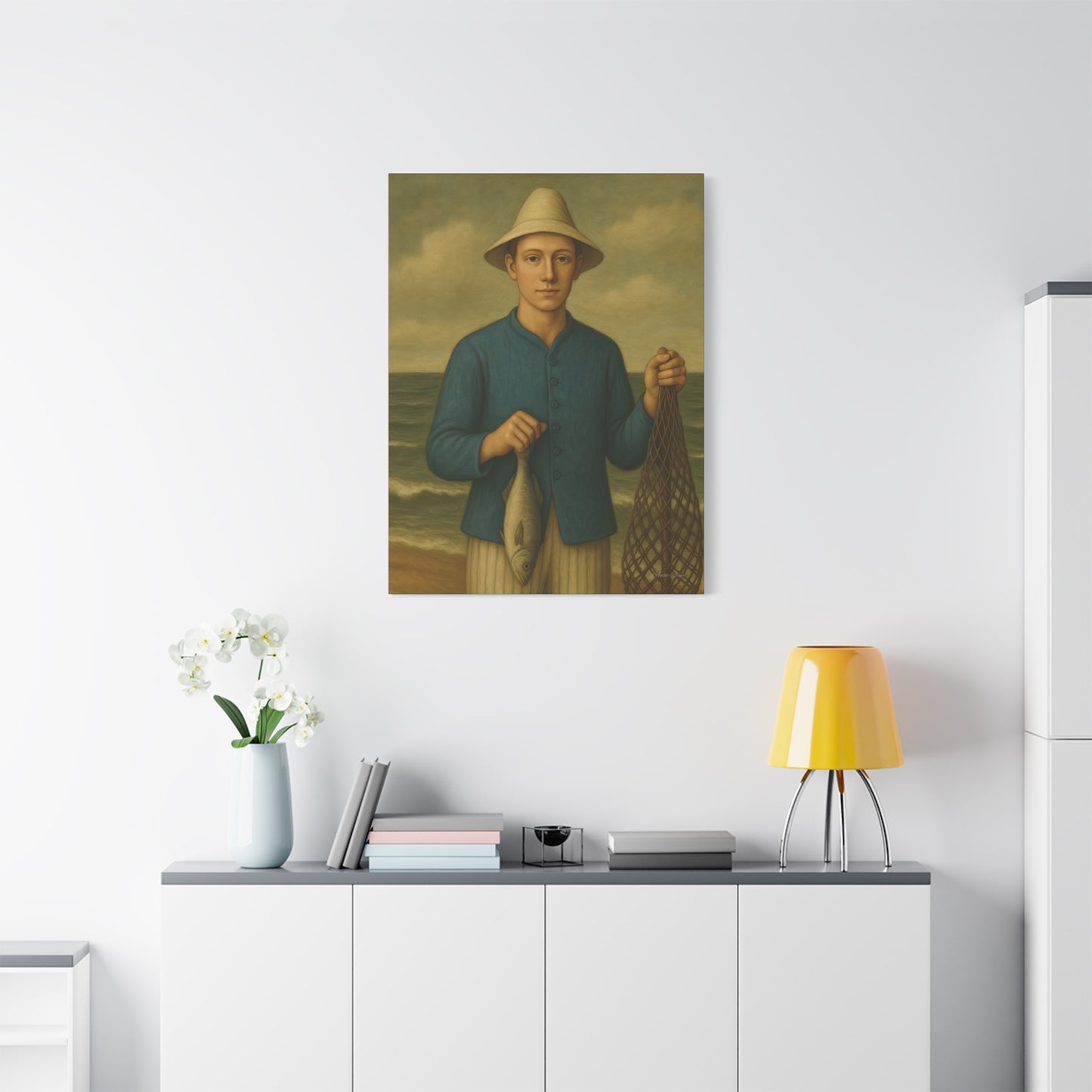Vintage Fishing Canvas Wall Art, Nautical Decor, Fisherman Art, Coastal Home Decor, Beach House Wall Hanging, Gift for Fishermen