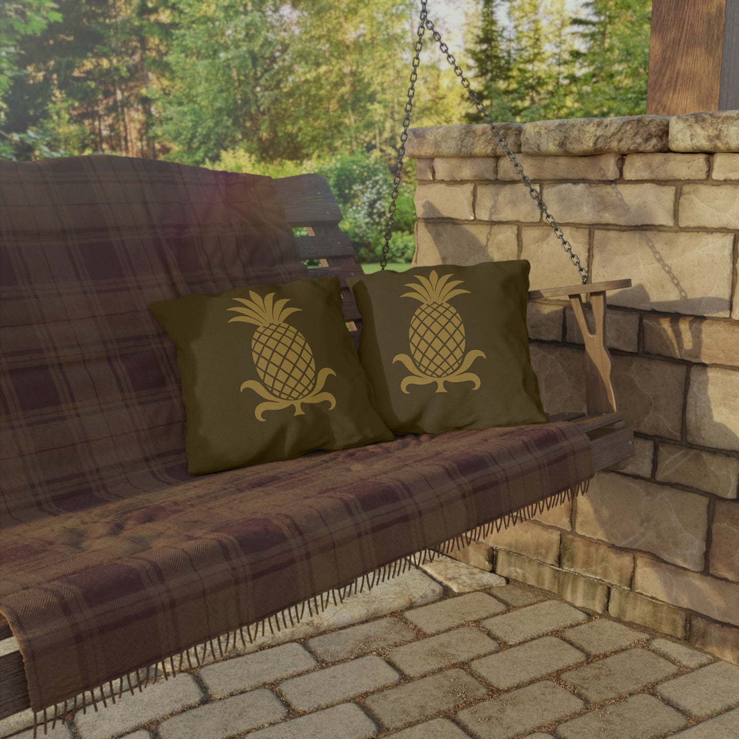 Tropical Outdoor Pillows with Pineapple Design, Garden Decor, Patio Accessories, Summer Vibes, Indoor-Outdoor Cushion