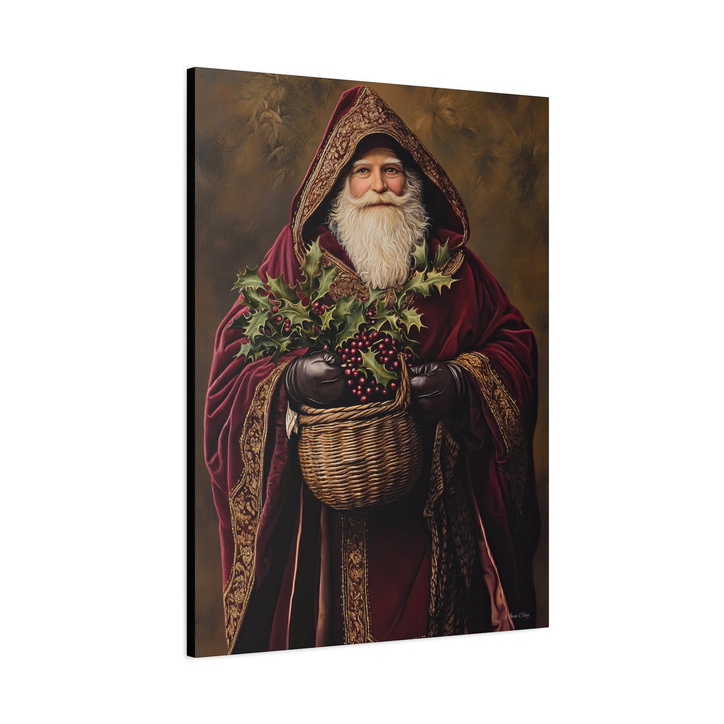 Burgundy Berry Santa Matte Canvas, Stretched, 1.25"