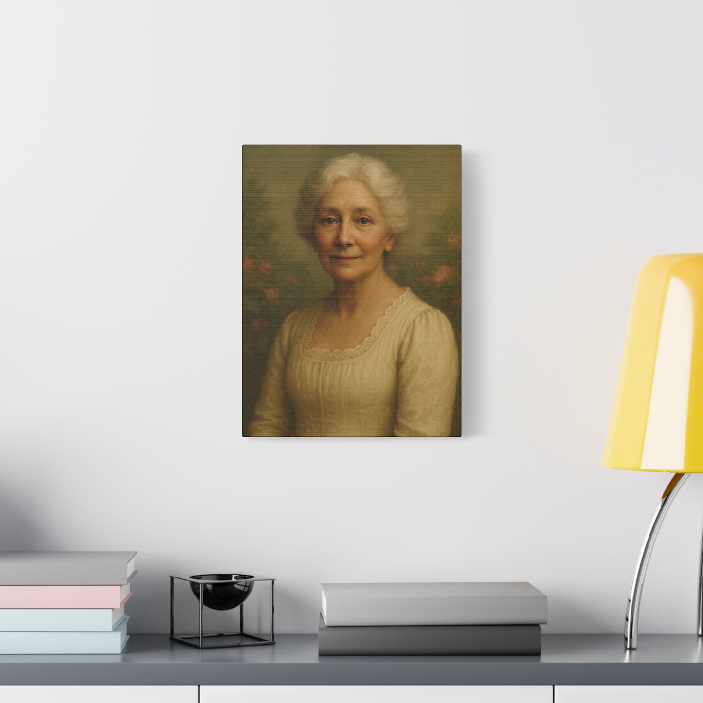 Elegant Stretched Canvas Wall Art, Vintage Portrait, Home Decor, Gift for Grandma, Timeless Elegance, Living Room, Gallery Wall