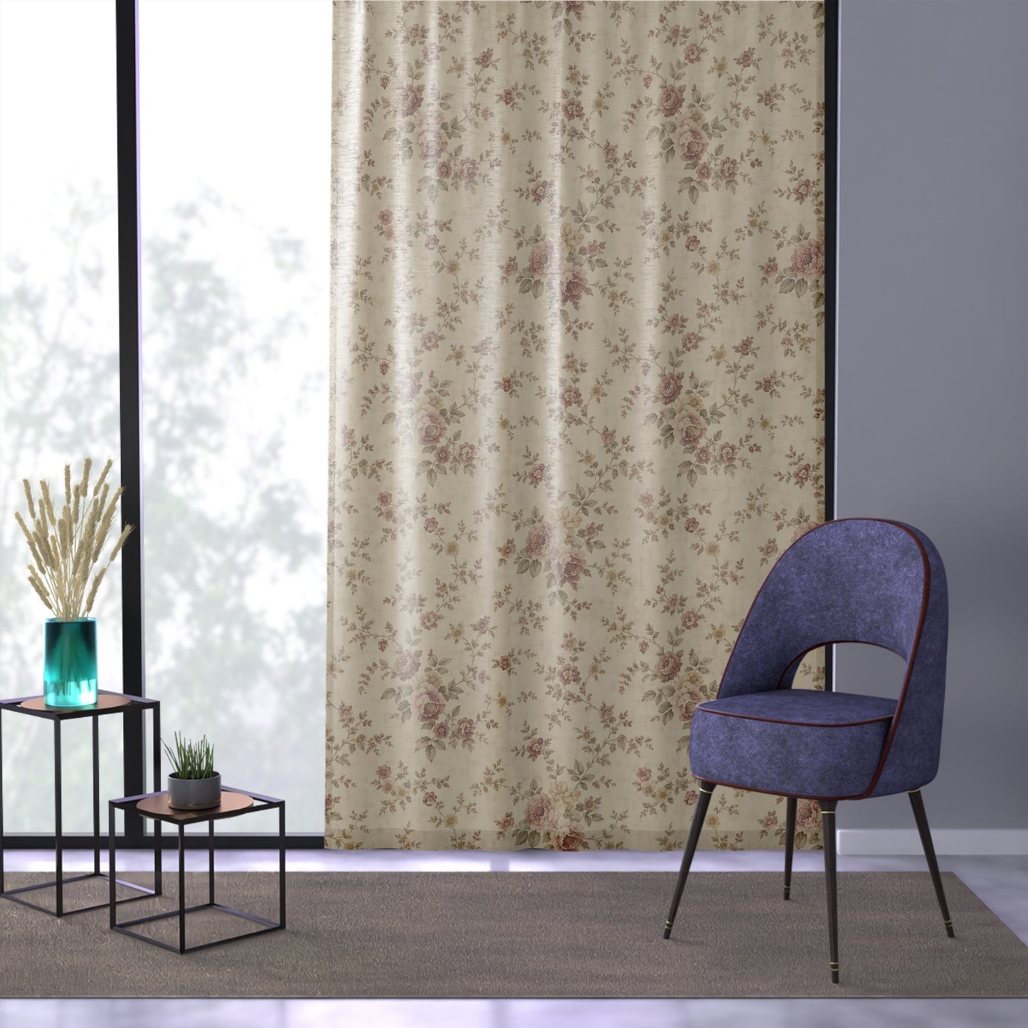 Vintage Floral Window Curtain