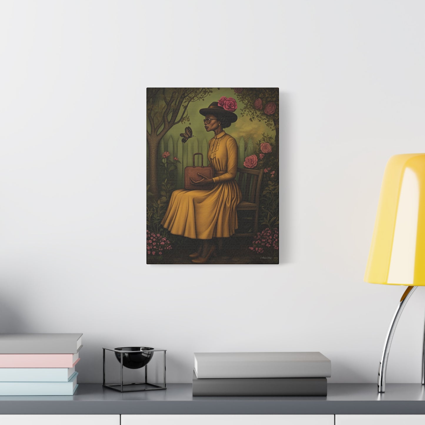 Elegant Canvas Wall Art, Vintage Woman Decor, Home Decoration, Gift for Mother’s Day, Floral Canvas Print, Art for Living Room