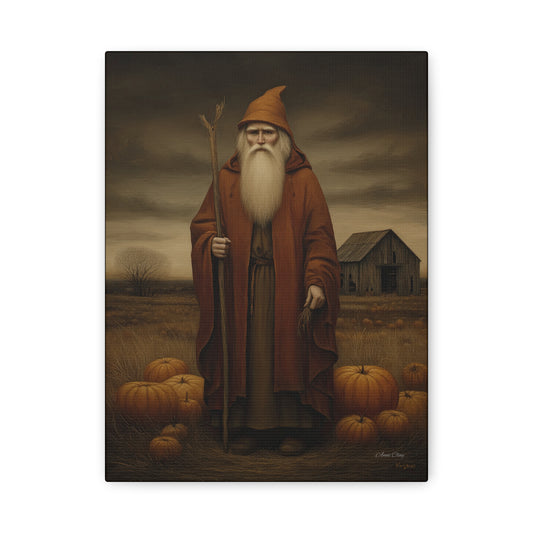Autumn Santa Canvas Art Print, Fall Decor,