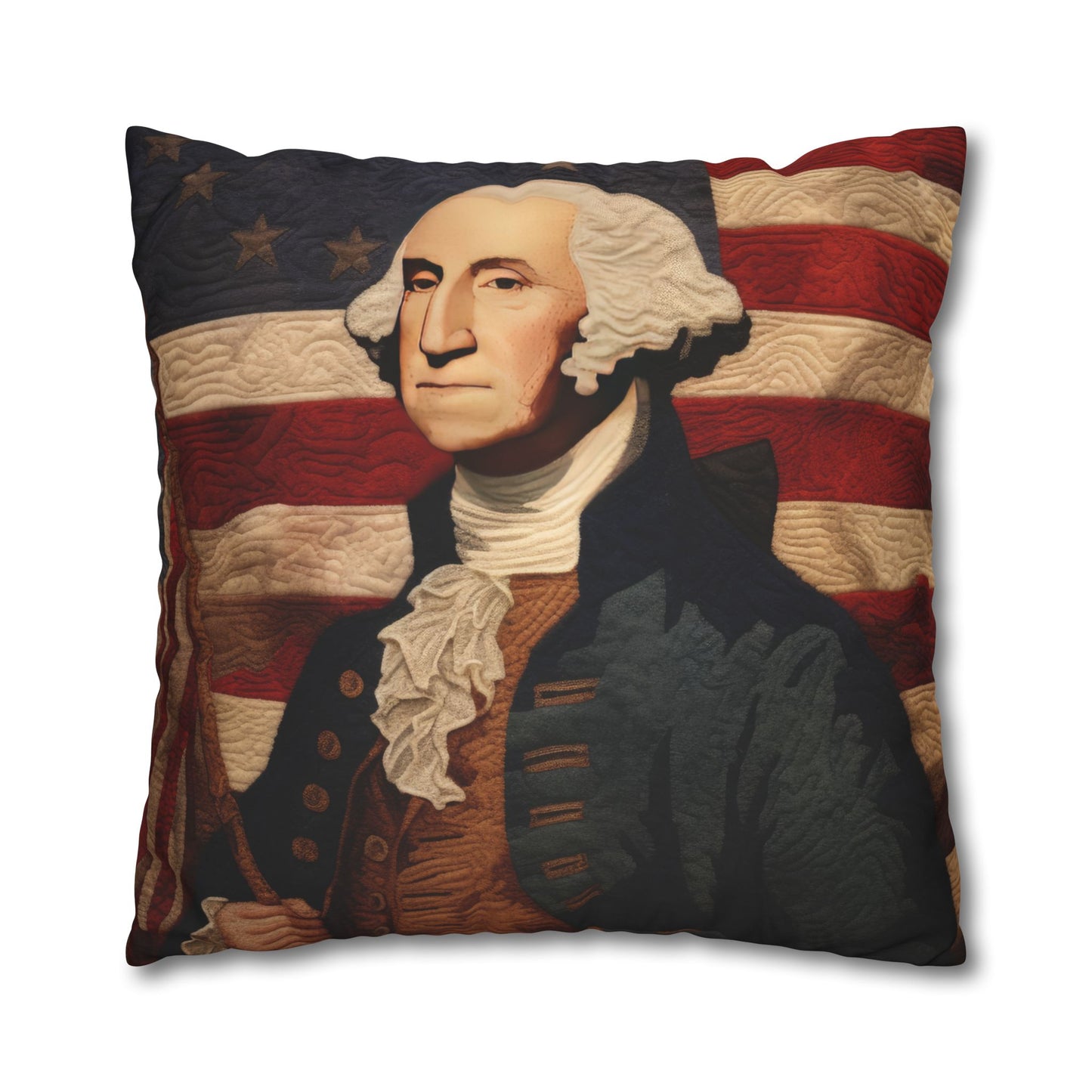 Faux Quilted George Washington Square Poly Canvas Pillowcase