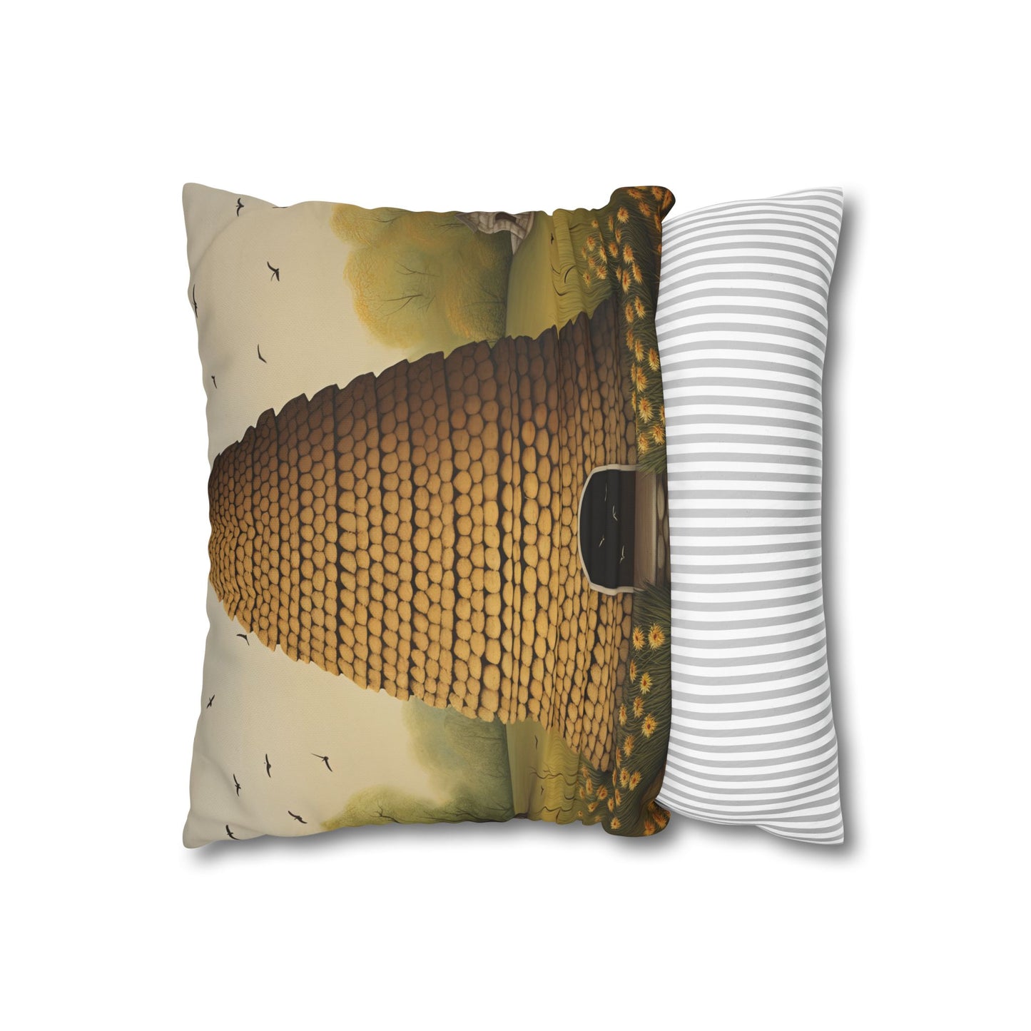 Beehive Art Pillowcase, Cozy Home Decor, Gift for Nature Lovers, Farmhouse Cushions, Eco-Friendly Pillow Cover, Boho Throw Pillow