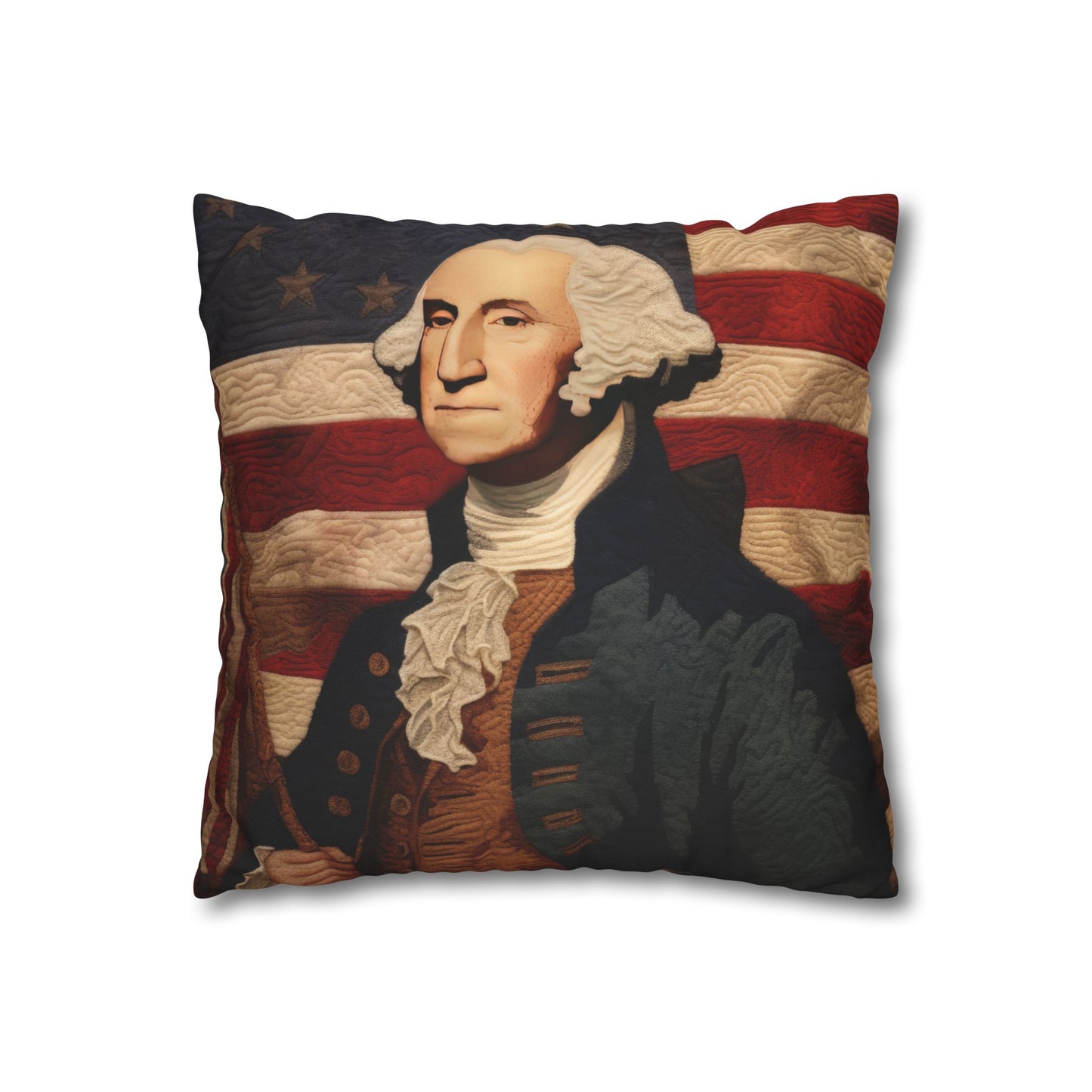 Faux Quilted George Washington Square Poly Canvas Pillowcase