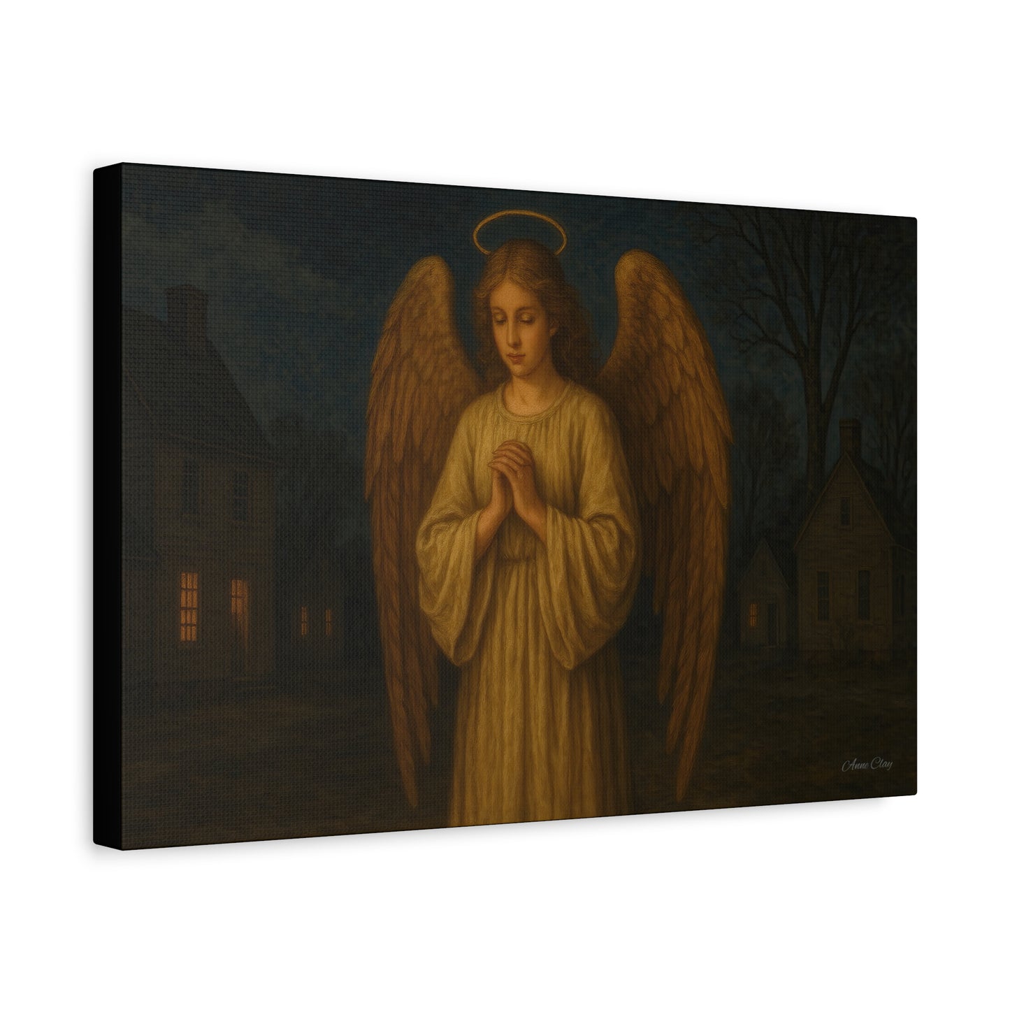 Angel Canvas Wall Art, Religious Home Decor, Spiritual Gift, Prayerful Angel Print, Serene Angel Artwork