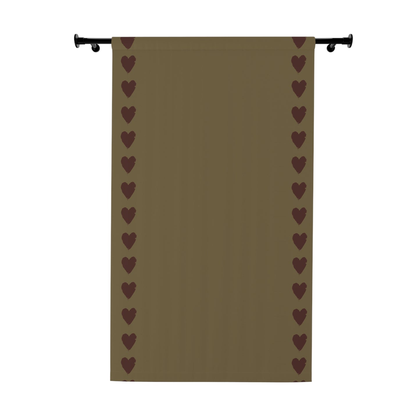 Red  Hearts on Taupe Window Curtains (1 Piece)