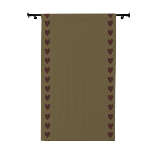 Red  Hearts on Taupe Window Curtains (1 Piece)
