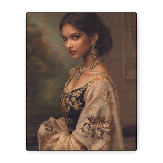 Elegant Stretched Canvas Wall Art - Timeless Portrait, Home Decor, Gift for Art Lovers, Stylish Living Room Decor, Christmas Gift