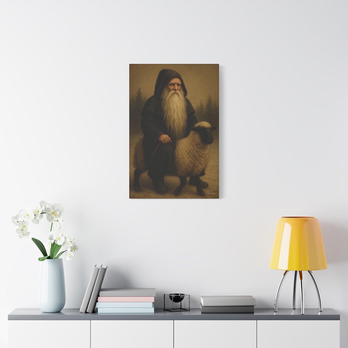 Elderly Shepherd Canvas Wall Art