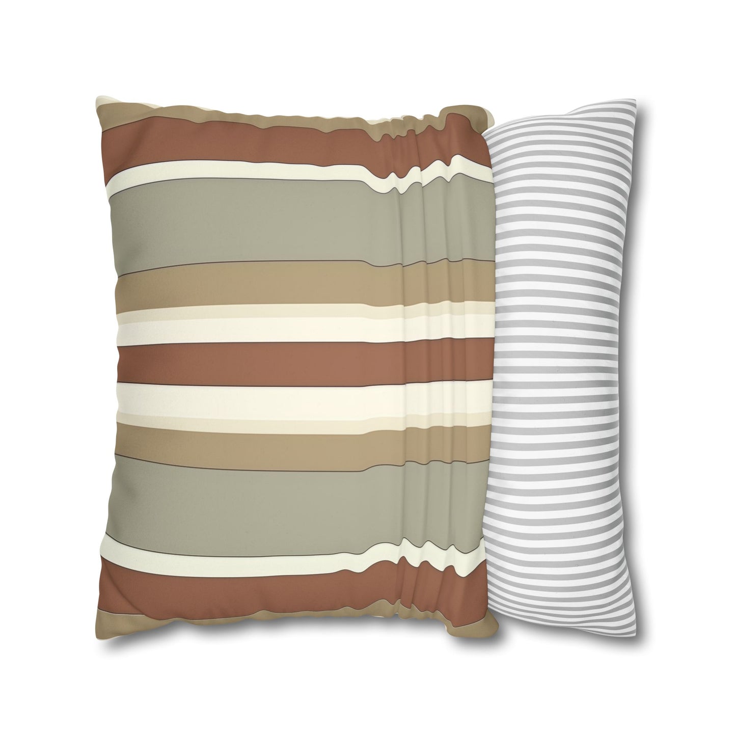 Fantasy Collection Taupe Stripes Faux Suede Square Pillowcase