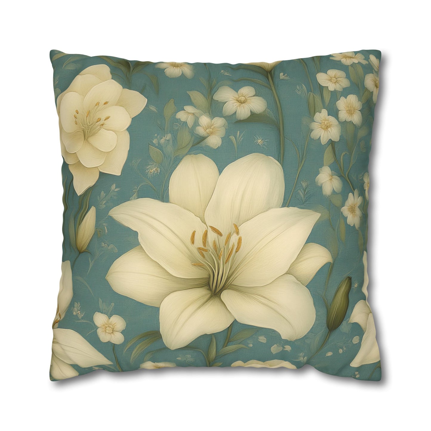 Floral Square Pillowcase, Cozy Home Decor, Gift for Flower Lovers, Soft Decorative Pillow, Spring Living Room Accessories
