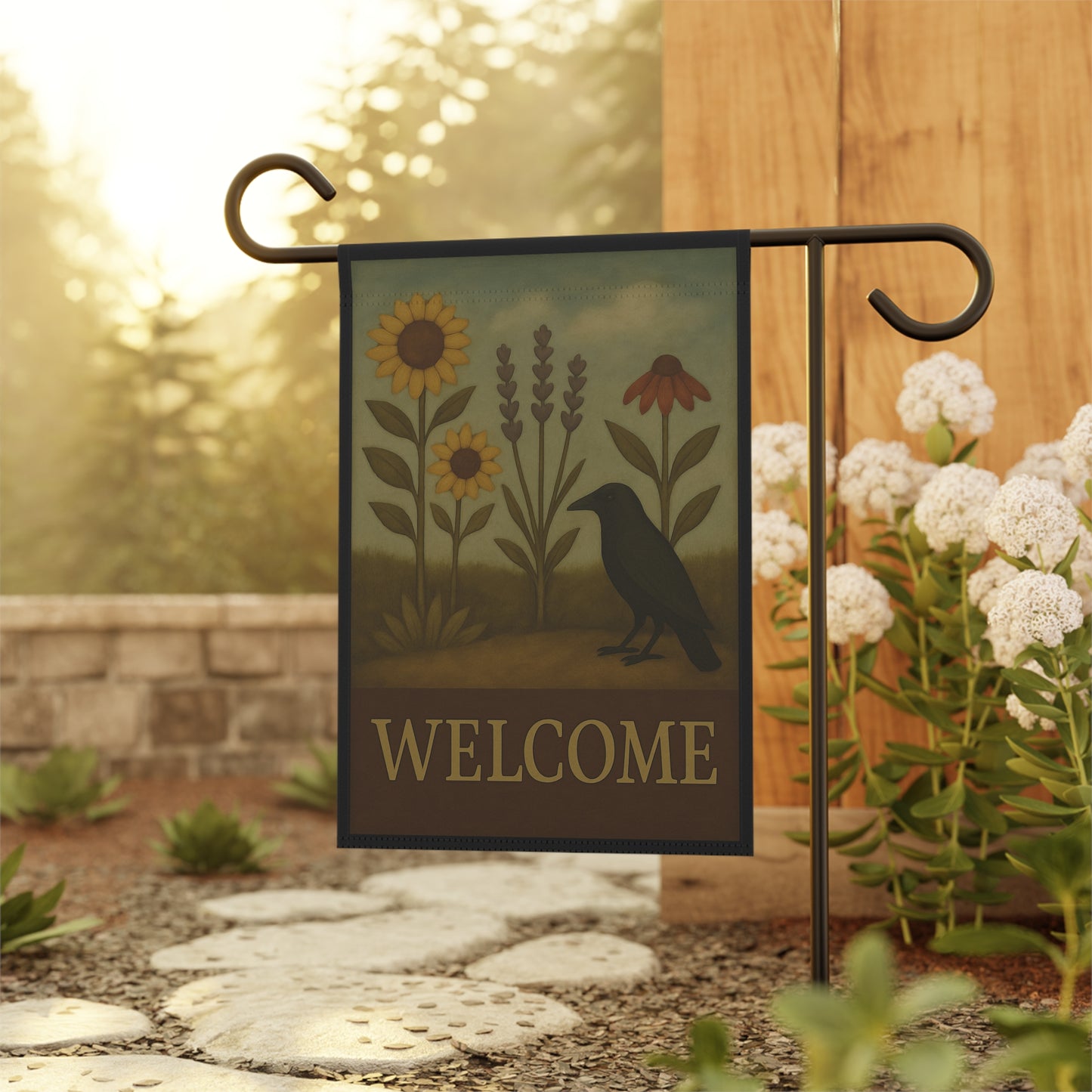 Garden Flag, Outdoor Decor, Welcome Banner, Seasonal Garden Sign, Floral Housewarming Gift, Backyard Decoration