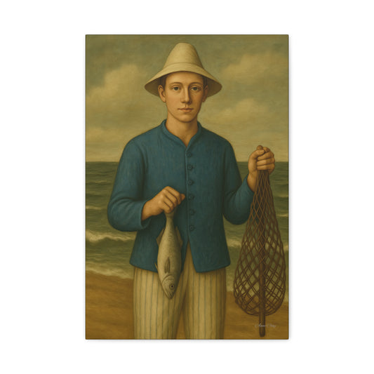 Vintage Fishing Canvas Wall Art, Nautical Decor, Fisherman Art, Coastal Home Decor, Beach House Wall Hanging, Gift for Fishermen