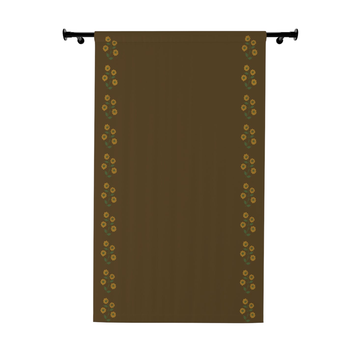 Stencil Flower on Brown Window Curtains (1 Piece)
