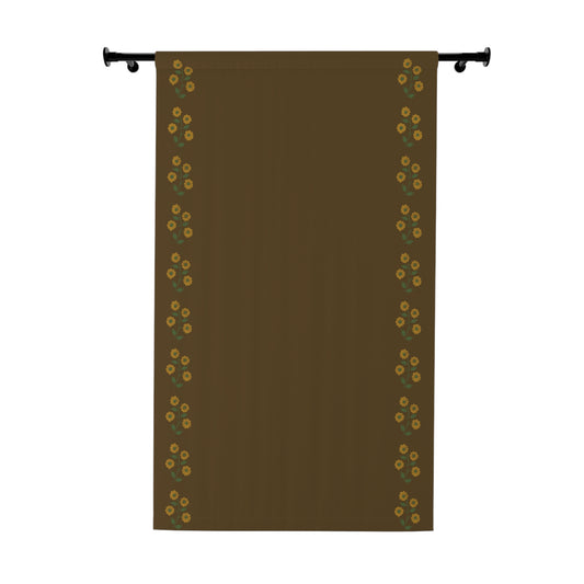 Stencil Flower on Brown Window Curtains (1 Piece)