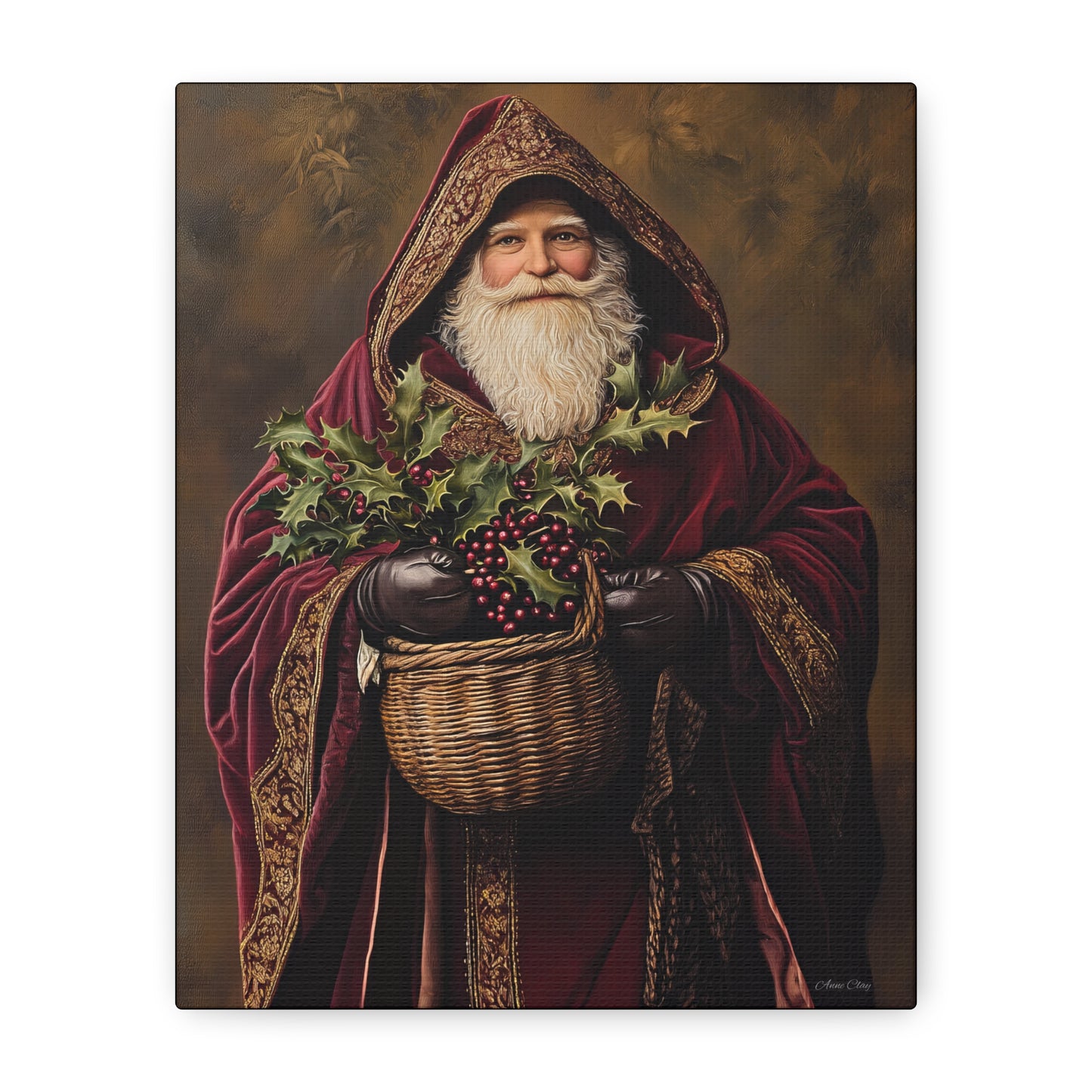 Burgundy Berry Santa Matte Canvas, Stretched, 1.25"