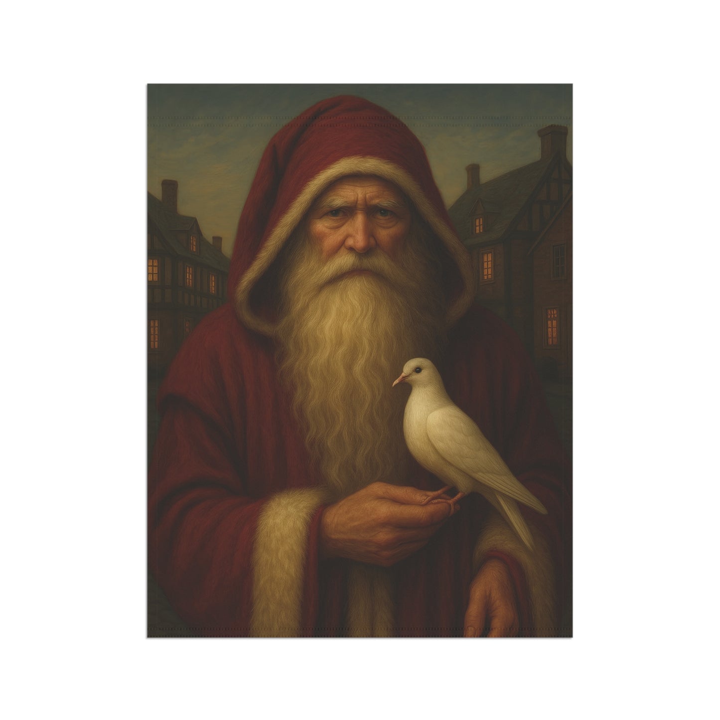 Christmas Garden Banner with Santa Holding Dove