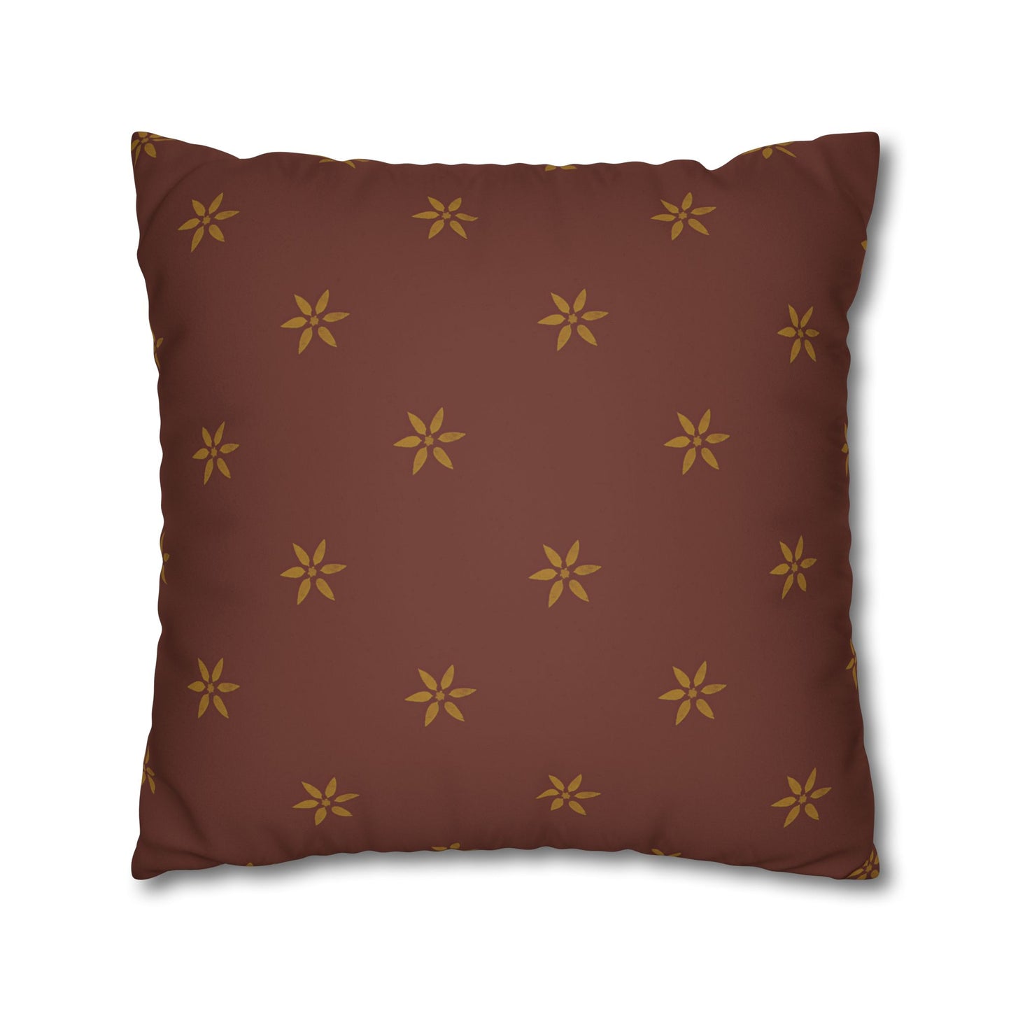 Fantasy Collection Red with Gold Stencil Faux Suede Square Pillowcase