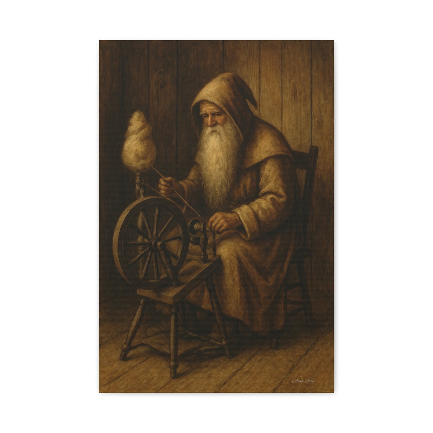 Artistic Wall Canvas: Spinning Yarn Scene