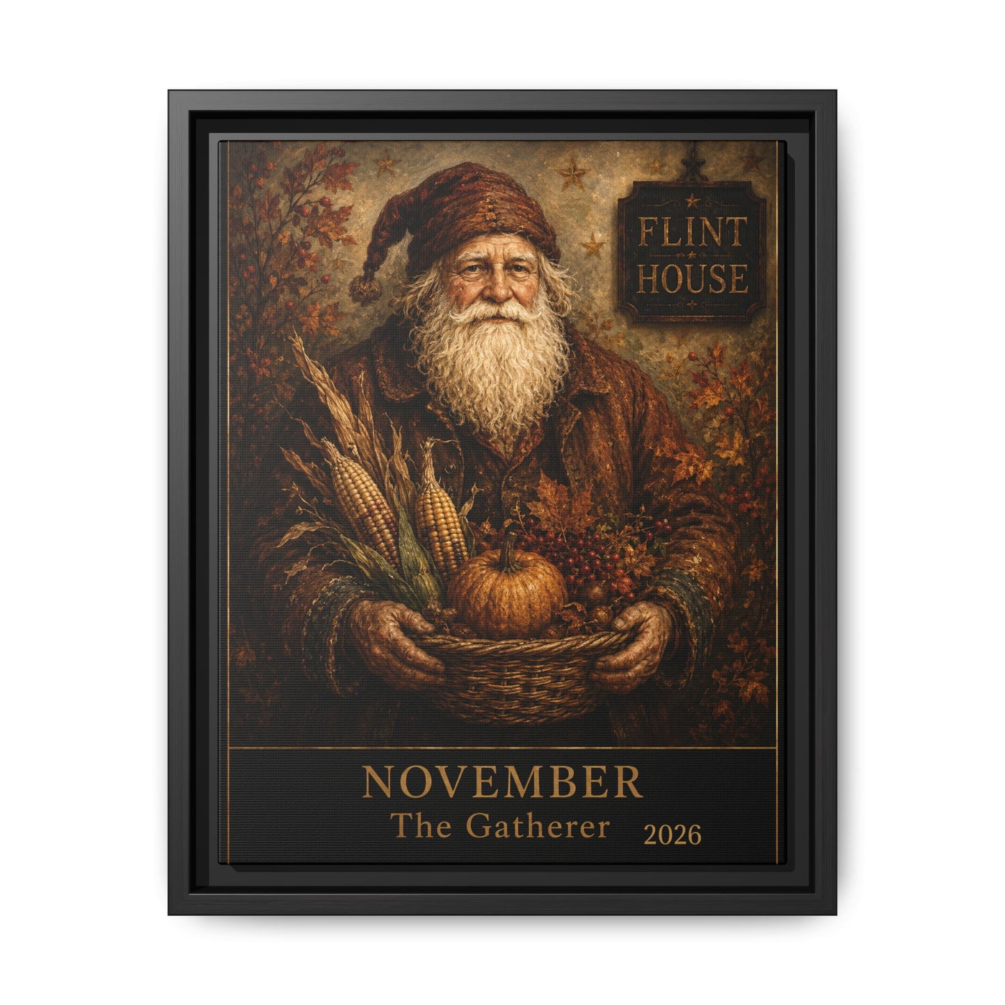 November The Gatherer Framed Canvas Wall Art FLINT HOUSE COLLECTIBLE