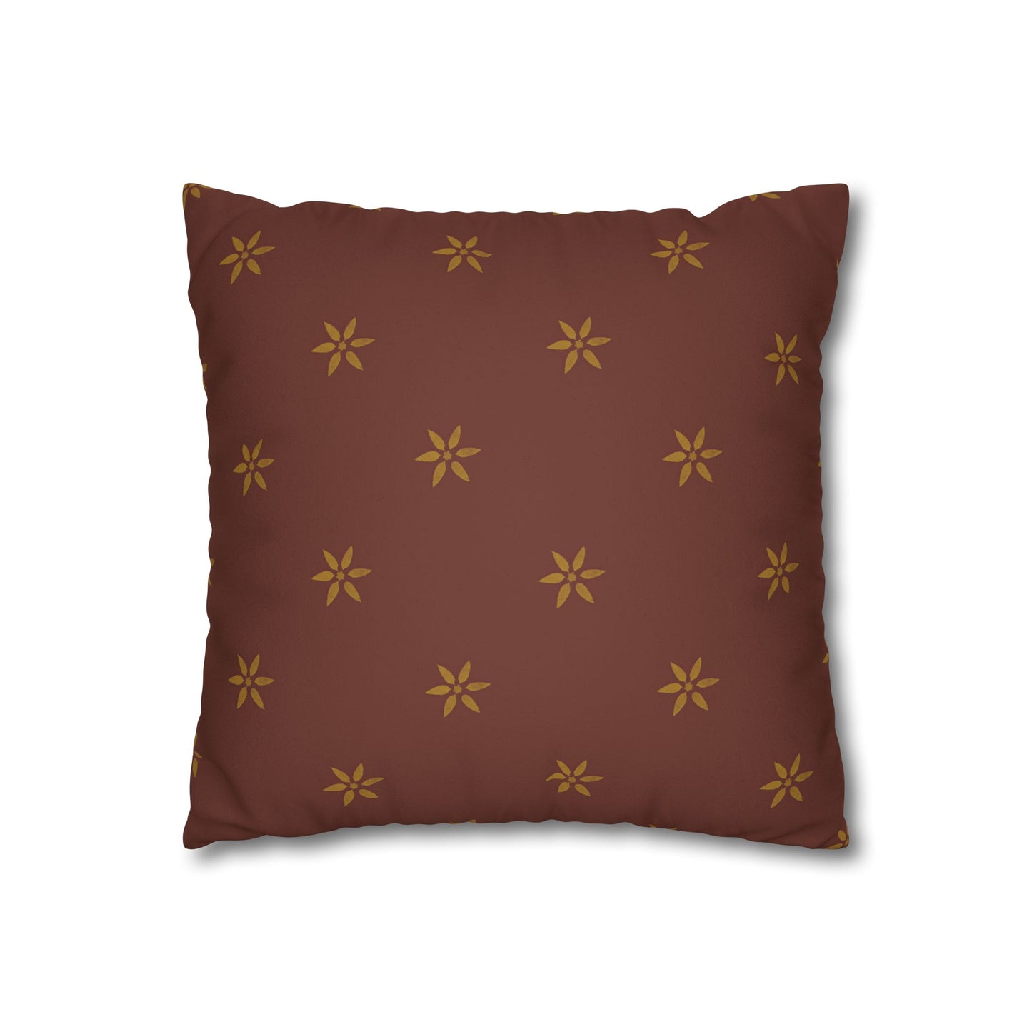 Fantasy Collection Red with Gold Stencil Faux Suede Square Pillowcase