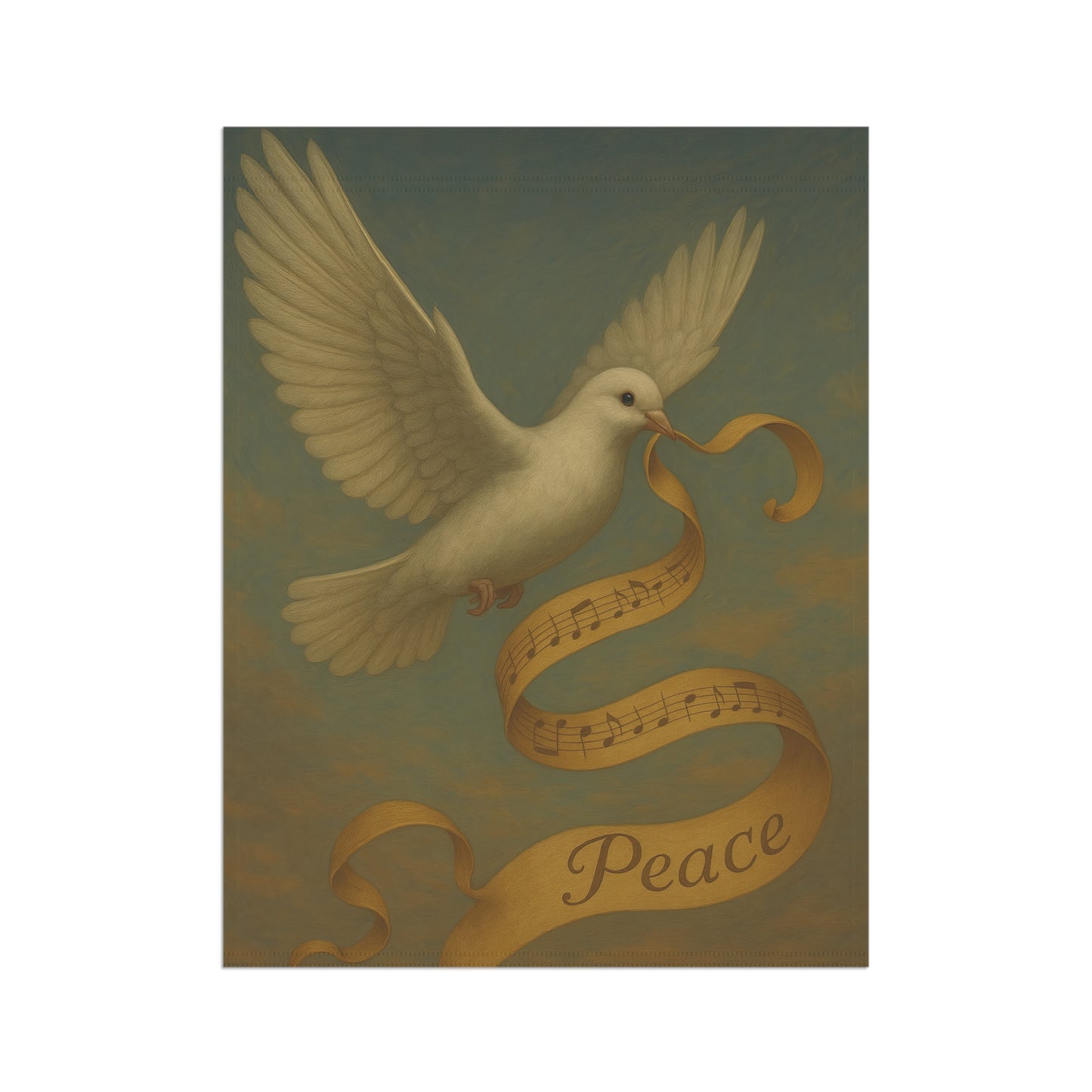 Peaceful Garden Banner with Dove and Musical Ribbon