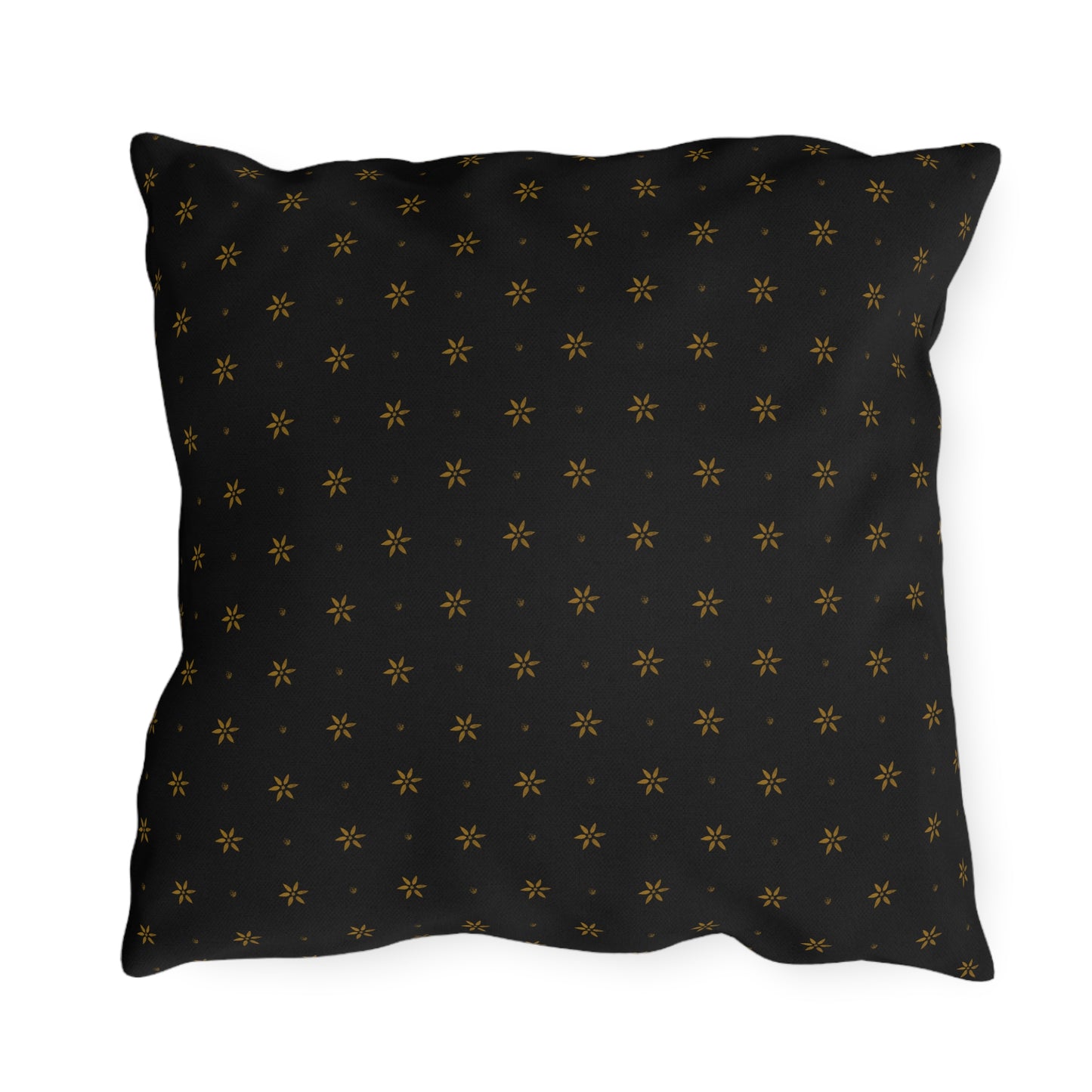 Mustard Petals on Black Outdoor Pillows