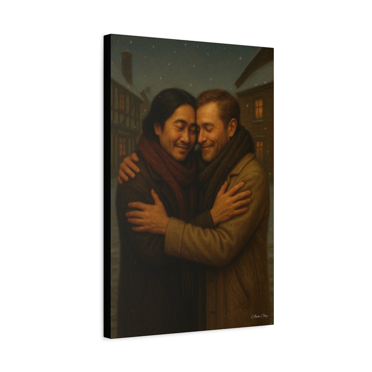 Spirit of Christmas, Brotherly Love Warm Embrace Canvas Art