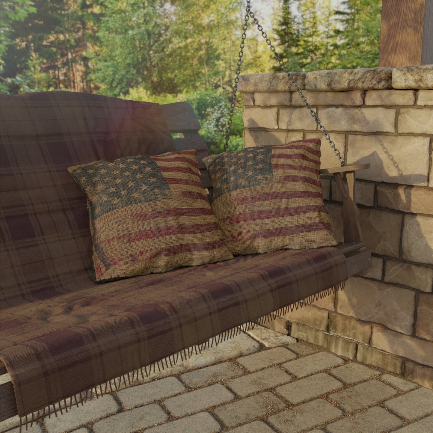 Flag Primitive Outdoor Pillows