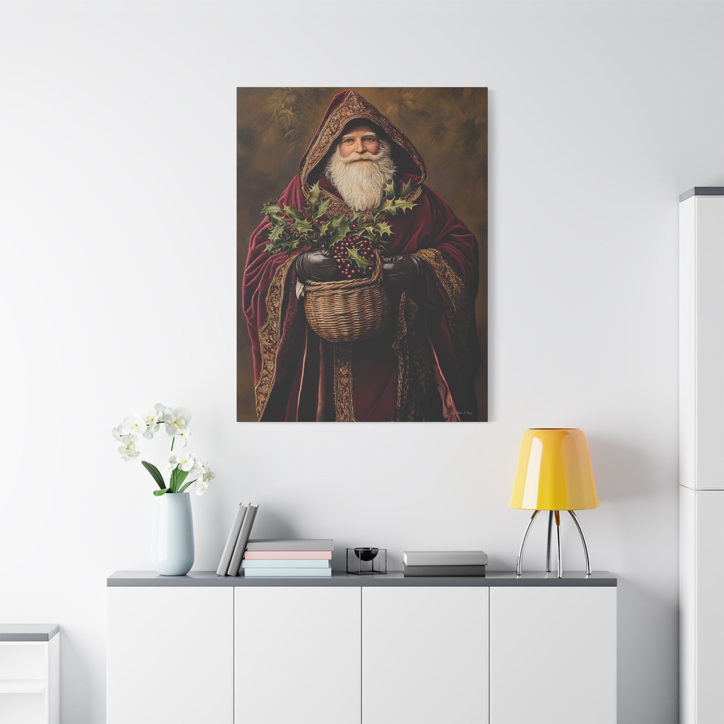 Burgundy Berry Santa Matte Canvas, Stretched, 1.25"