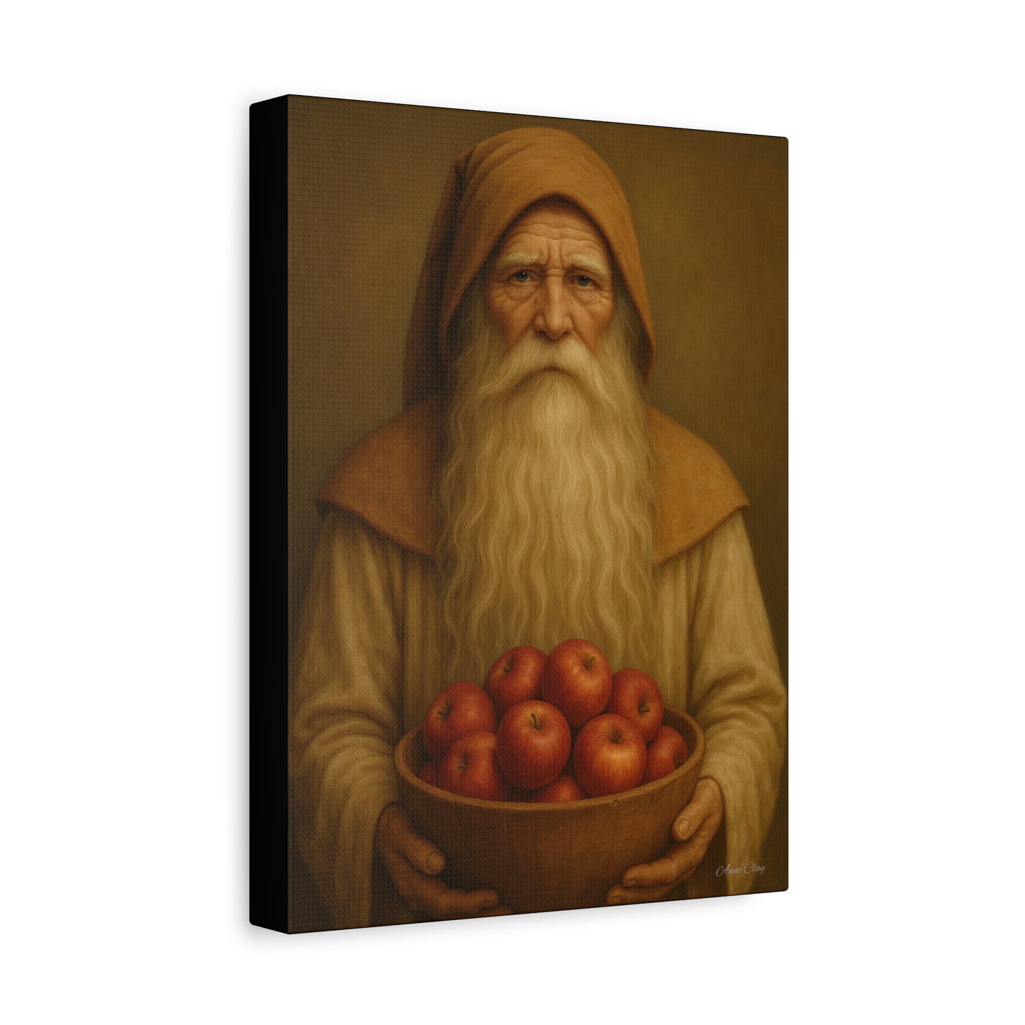 Rustic Canvas Wall Art - Wise Elder with Apples