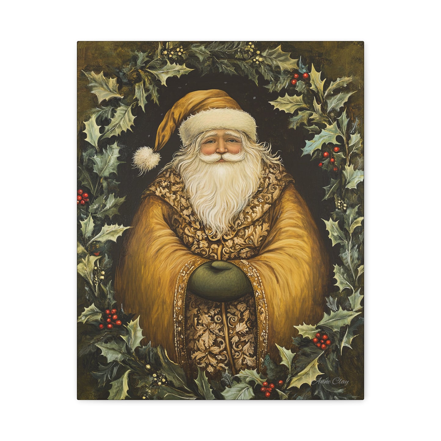 Jolly Gold Santa Matte Canvas, Stretched, 1.25"