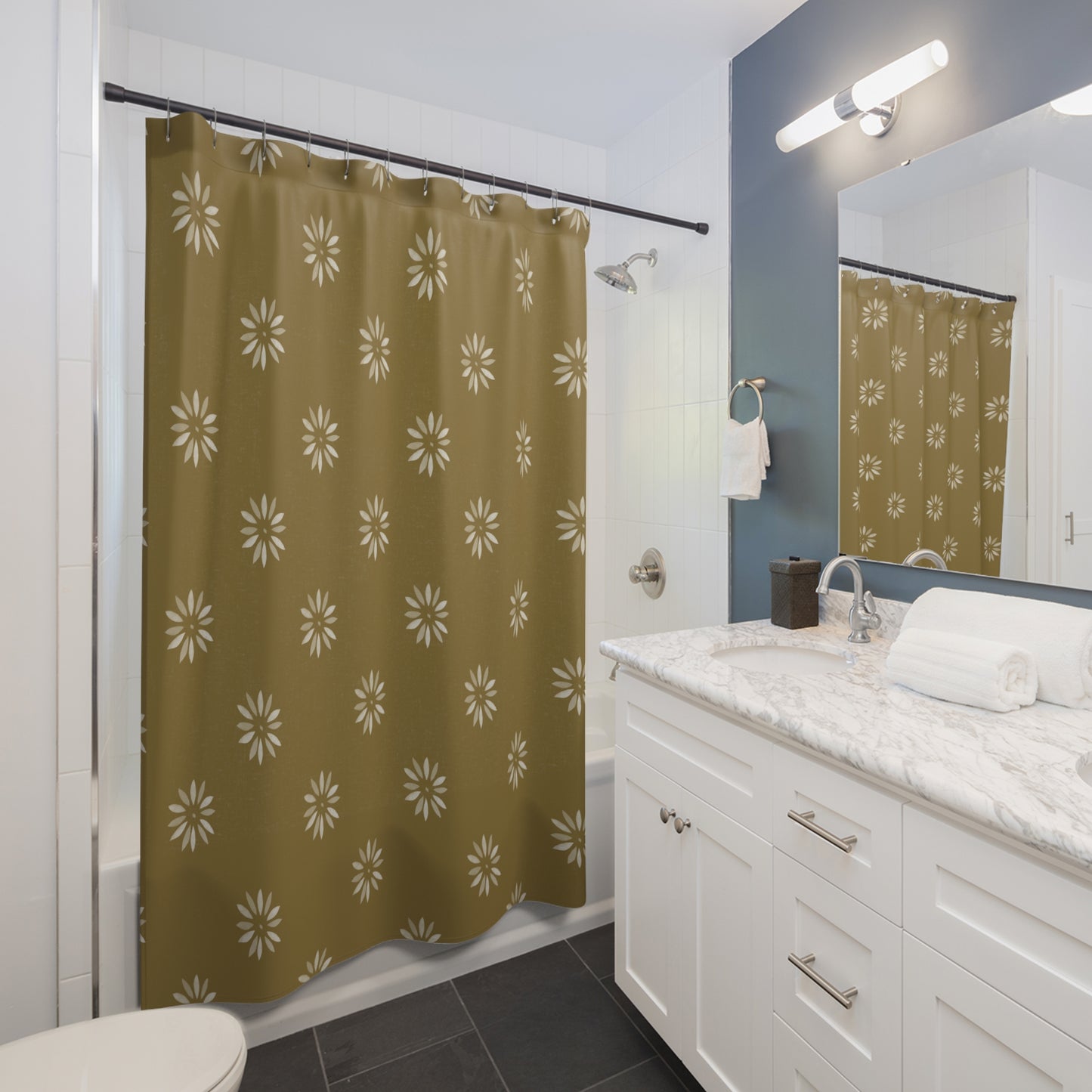 Boho Floral Shower Curtain – Elegant Home Decor for Bathrooms