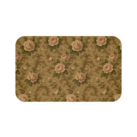 Vintage Floral Bath Mat, Cozy Bathroom Decor, Gift for Her, Rustic Home Accent, Mother's Day, Shabby Chic Style