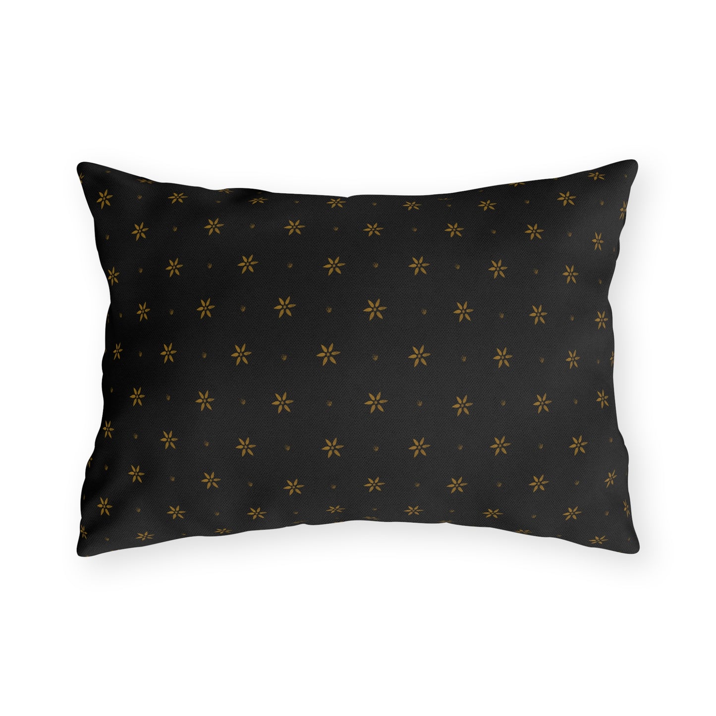 Mustard Petals on Black Outdoor Pillows