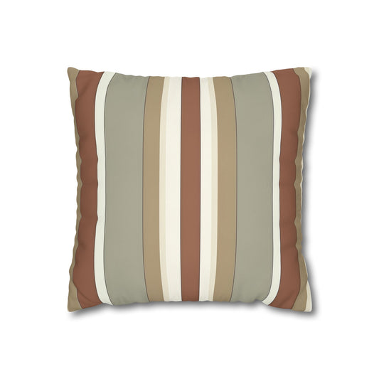 Fantasy Collection Taupe Stripes Square Poly Canvas Pillowcase